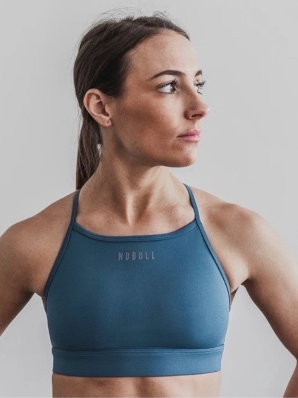 NOBULL  High-Neck Steel Blue Performance Sports Bra